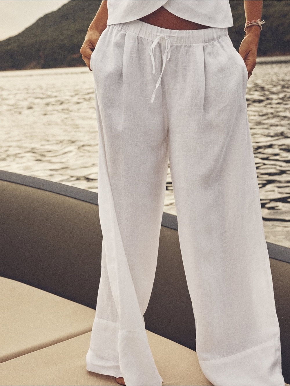 Zara LINEN PALAZZO PANTS
